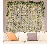 12 Stck Knstlich Efeugirlande Efeu, Knstliches Hngend Efeu Mit 100 Led-licht,fr Hochzeit Party Garten Wohnung Balkon