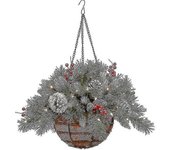 Cesta colgante navideña artificial preiluminada Bedetter decorada con piñas esmeriladas