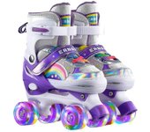 Zapatos de patinaje para niños Zapatos de patinaje sobre ruedas de doble fila Zapatos de patinaje sobre ruedas de doble fila para niños Siga púrpur...