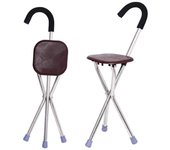 Taburete de senderismo plegable y ajustable con asiento para bastón: liviano y portátil Marrón