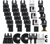 35 piezas de hojas de sierra oscilantes, kit de herramientas múltiples premium para madera, metal, plásticos, hojas de herramientas oscilantes para...