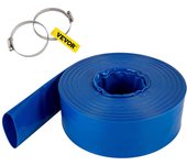 Succebuy Manguera de descarga, 1-1/2" x 105', manguera plana de tela de PVC, manguera de drenaje de retrolavado de alta resistencia con abrazaderas...