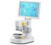 Microscopio biológico para niños 1200x con pantalla táctil IPS de 9 pulgadas, medir y editar, cámara triple de 1080p, conjunto de diapositivas