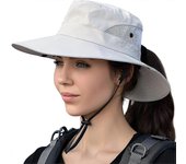 Sombrero de sol de verano para mujer Sombreros de playa Sombrero de protección UV al aire libre Sombrero de cola de caballo plegable Cubo de cola d...