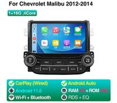 Redkid Radio de coche para Chevrolet Malibu IX 2012-2014 Carplay inalámbrico Android Auto 4G WIFI GPS Navegación DSP RDS Android11 Reproductor esté...