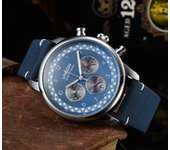 UNION GLASHUTTE SA Reloj para Hombre Relojes de pulsera de cuarzo Reloj de hombre Deportes Cuero Impermeable Casual Relojes para hombre blue UNION