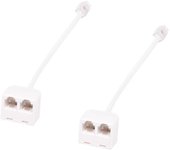 2pcs 6P4C RJ11 Adaptador de divisor de cable telefónico hembra a macho Blanco