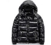 Chaqueta shiny down chaqueta de invierno de los hombres stand collar down chaqueta con capucha Negro 4XL