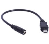 Cable Mini USB de 5 pines macho a 3,5x1,35 mm hembra de 20 cm de longitud Negro