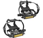 Pedales de bicicleta con clips y correas, para bicicleta de spinning, bicicleta estática y bicicletas al aire libre, 9/16 pulgadas