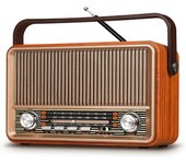 nice J-120 Vintage Radio, radio portátil AM / FM / SW con batería recargable de 1800 mAh o fuente de alimentación de CA, radio Bluetooth, soporte d...