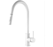Blanco, frío, caliente, giratorio, doble función, grifo de cocina de fregadero vegetariano, extraer. 210*50*430m m