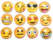 Imán Emoji, Imán de nevera sonriente de vidrio 3D de 12 piezas Fuerte pegajoso para decorar neveras, Jabalí blanco