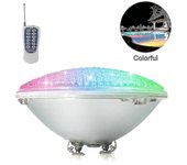 Iluminación de piscina led, luz de piscina 18w Par56 RGB. Foco subacuático con iluminación de piscina con control remoto, caca impermeable IP68 de ...