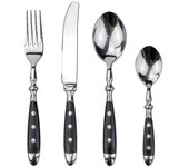 Clásico Elegante Remaches de Resina Mango Estilo Acero Inoxidable Cubiertos Occidentales 4 en 1 Juego de Utensilios Delicados Vajilla Para Casa-MEI...