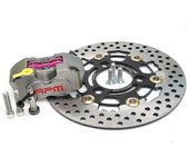 Zuoo Rotor de disco de freno de 220 mm Juego de pinzas de 3 orificios RPM Pinza de freno de 4 pistones Montaje radil compatible con Yamaha Aerox Ni...