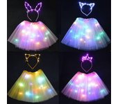 Chica Mujeres Led Falda Hada Luz Tutu Glow Gato Conejito Oreja Corona Diadema Fiesta Regalo Cumpleaños Disfraz de Boda Halloween Navidad 1 for teen...