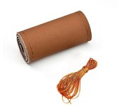 Universal de cuero del volante del coche puntada en la cubierta del abrigo DIY Costura transpirable y antideslizante vehículo volante cubre
