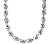 ICED  OUT Cadena de Cable de Plata Sterling 925 - ROPE HOLLOW 8mm 90cm