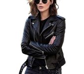 Chaqueta de cuero de motocicleta Abrigo de cuero de primavera y otoño para mujer abrigo de cuero corto y delgado para mujer NEGRO XXXXL