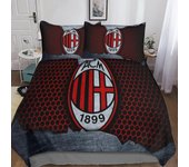 HOUKIG A.C. Milan 3D Colchón para bebés, Super Club,3 piezas Nios y adolescentes Funda nrdica con cierre de cremallera . Single135x200cm
