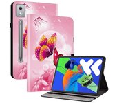 Funda de cuero para Lenovo Idea Tab Pro Tab P12 Pro 12.7 2025 Xiaoxin Pad Pro 12.7 (2025) Estampado Multicolor Pink Butterfly