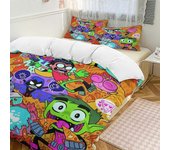 juego de cama SX591 Teen Titans Go Juego de cama de 3 piezas cálido y cómodo Juego de cama con funda nórdica suave con 1 funda nórdica y 2 fundas d...