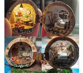Casa De Muñecas De Cáscara De Nuez, Pequeño Mundo Dentro De Nueces, Casa De Muñecas De Cáscara De Nuez Hecha A Mano Mini Biblioteca, Resina Nut Sec...