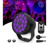 Luz de escenario Uv Disco, 18led Dmx512 Uv Led Party Black Light, control remoto y sonido activado, 7 modos de iluminación y 4 modos de control, Ir...
