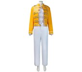 Cantante de la banda Queen Freddie Mercury disfraz de cosplay chaqueta de cuero abrigo unisex ropa de carnaval Conjunto de 3pc L