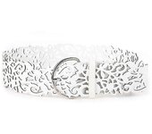 Moda Mujer Cinturones huecos Hebilla ancha Cintura Cintura Blanco