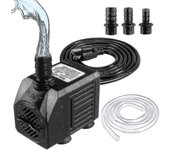 Bomba de fuente, bomba de agua sumergible de 150 gph (8w 600 l / h), bomba de fuente pequeña y silenciosa con manguera de 3,3 pies (diámetro interior)