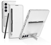 Para Samsung Galaxy Z Fold5 GKK Flip Funda de teléfono móvil de cuero con todo incluido con portalápices Plata