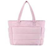 Bolso de mano ligero y abullonado, bolso de mano para mujer con compartimentos Bolso de hombro Rosa
