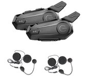 Aodai 2 piezas de intercomunicador Bluetooth para motocicleta medio casco Auriculares Bluetooth compatibles con 2 auriculares inalámbricos Rider In...