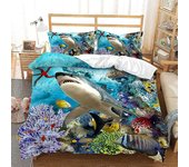 Ocean Sea Shark Funda nórdica Ropa de cama de microfibra para niños Juegos de fundas nórdicas 1 funda nórdica y 1/2 fundas de almohada Color A 135x...