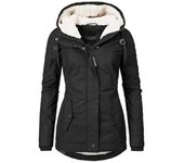 Impermeable cálido abrigo de invierno con capucha Thickend Fleece forrado abrigo de algodón para las mujeres