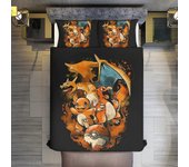 v218 Sábanas Ropa de cama Pokmon Charizard 3 Piezas Sets Full/Queen Size - Edredones de Microfibra Reversibles con Shams Colcha Suave y Ligera Colc...