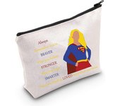 Supergirl Cosmetic Make Up Bag Supergirl Fans Regalo Eres más valiente Más fuerte Más inteligente de lo que piensas Supergirl Zipper Pouch Bag Supe...