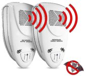 2pcs Ultrasónico Repelente de murciélagos Control de repelentes de plagas, deshágase de los murciélagos en 72 horas Blanco EU PLUG
