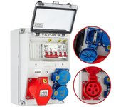 Distribuidor de alimentación de pared, plástico abs, tablero de distribución con 2 x enchufe Schuko 230V / 16A Abl IP54