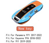 Nuevo No. 72 Racing Style Remote Key Cover Case Reemplaza Apto para Porsche Cayenne Panamera Cayman Macan Boxster 971 9YA 718 911 Blue New