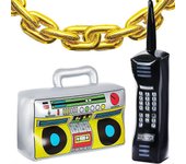 Radio inflable Boombox teléfono móvil Globos de cadena de lámina de oro 80s 90s Retro Hip Hop Theme Party Decor para cosplay Prop Graduación de cum...