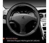 Cubierta del volante del coche de cuero de vaca de fibra de carbono de Peugeot para Peugeot 308 207 208 206 3008 508 307 408 407 2008 4008 5008 508...