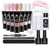Extension Gel Nail Kit - Gel de mejora de uñas 7 colores Rosa Nude Todo en uno Kit con lámpara de uñas