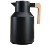 Jarra de café térmica de 1 litro Jarra térmica de doble pared Termo con mango de madera Hervidor de agua Insu Negro
