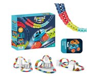 Pista cambiable con iluminación LED Carril flexible de coche de carreras y conjunto de coche eléctrico Juguetes de tren para niños regalo 184PCS