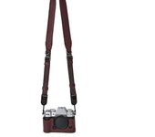 Para estuche de cámara Fujifilm X-T50 Protector de cuero de vaca genuino de apertura grande con correa para el hombro Café