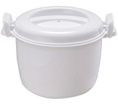 Olla humeante de arroz Buen aislamiento Mango ergonómico Diseño de hebilla Microondas Olla arrocera Vaporera Veggi-eyzi Blanco L