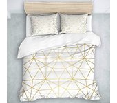 Kerota Juego de Ropa de Cama para Adultos, Funda Nórdica, Patrón de Rombo Abstracto Oro Geométrico Línea Moderna Diseño de Oro Blanco, Multicolor, ...